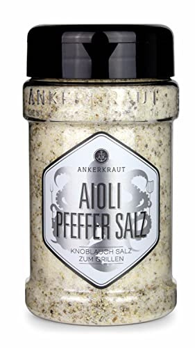 Ankerkraut Aioli-Pfeffer Salz, für Aioli-Butter, Finisher-Salz, 310g im Streuer