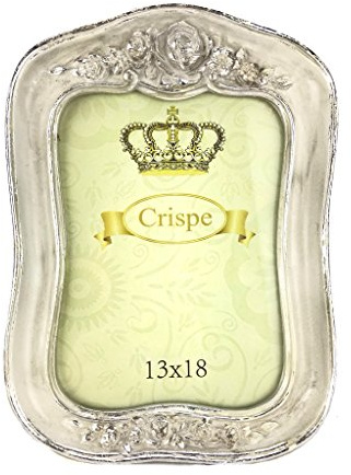 Crispe Bilderrahmen Ravenna im Antik-Look in Antikweiß mit silbernen Verzierungen Größe 21,4 x 15,2 x 2,2 cm - Bildmaß 13 x 18 cm Rahmen Bild Foto Barock