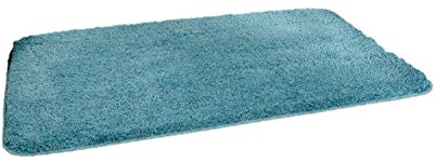 EXKLUSIV HEIMTEXTIL Badvorleger Duschvorleger Badteppich Bettvorleger 65 x 110 cm XL Flausch Rauchblau-Grün