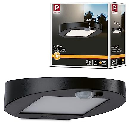 Paulmann 94246 Solar Wandleuchte Ryse LED Außenleuchte incl. 1x1,2 Watt Anthrazit Kunststoff 3000 K Warmweiß