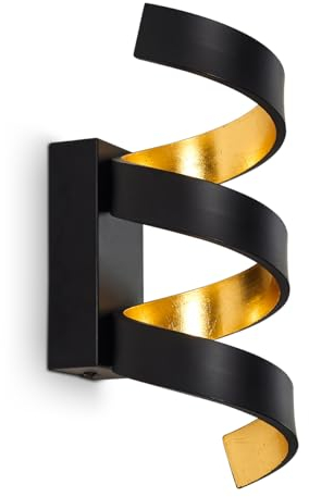 Lampada da parete a LED Rezat, lampada da parete in metallo in nero/oro, spot da parete, 3 x 3 watt, 450 lumen, 3000 K, lampada da parete per interni con effetto luce sulla parete