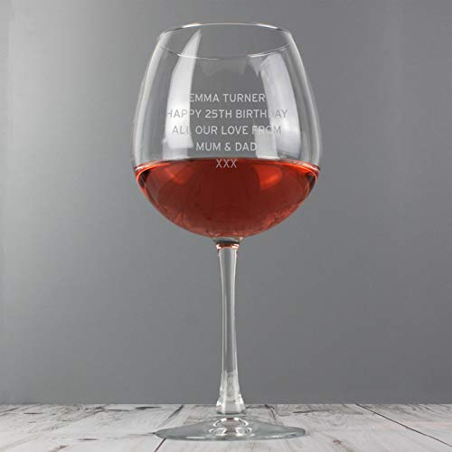 Custom Giant Whole Bottle of Wine Glass Engraved with a Personalised Message Great Gift for 18th Birthday Teacher Christmas