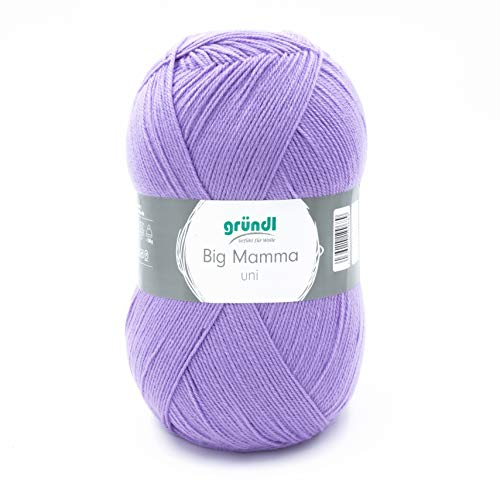 Gründl Wolle Big Mamma uni - XXL Wolle zum Stricken - Strickgarn - Weich und hautfreundlich - 100 % Polyacryl - 1 Knäuel 400 g / 1040 m - Nadelstärke 3,5- 4,5 - violett