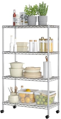 Seville Classics Massives Stahldraht-Regal, verstellbare Regale, Organizer, für Zuhause, Küche, Büro, Garage, Schlafzimmer, Schrank, Stahl, 4-stöckig, 76,2 cm B x 35,6 cm T