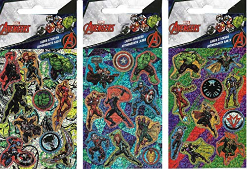Marvel AVENGERS Holographic 10 Sticker Sheet - 3 x Packs