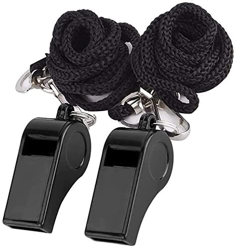 N-K Lot de 2 sifflets officiels pour arbitre sportif (avec sangle) en plastique noir durable