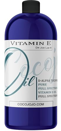 Dr Joe Lab Vitamin E Oil Full Spectrum for Skin, Hair, Face, Liquid Vitamin E Body Oil Pure Natural Cold Pressed, Moisturizes & Nourishes, Non-GMO - 32 Oz