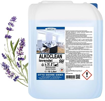 Lorito Alkoclean Lavendel Alkoholreiniger, 10 Liter, Bodenreiniger, Boden Reinigungsmittel, Grundreiniger für Naturstein, Hartböden, Fliesen, Keramik, Kunststoff, PVC