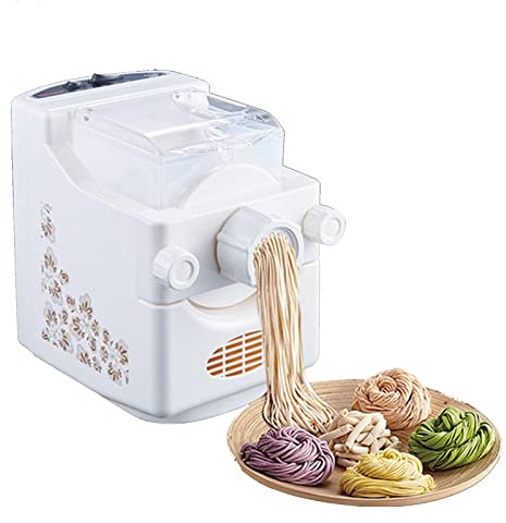 Máquina para hacer pasta eléctrica Máquina para hacer pasta automática, 160W Pasta para hacer fideos con juego de 9 moldes, operación simple, para espaguetis frescos caseros, fettuccini, lasaña o piel