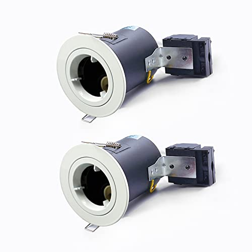 2XSweier 90 Minutes Fire Rated GU10 LED Downlight,White Recessed Ceiling Light，Complete with GU10 lampholder Junction Box IP20 Recessed Spotlight.(Not Including Bulb)