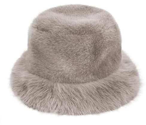 Damen Plüsch Fischerhut Wintermütze Winter Fuzzy Eimer Hut Breite Krempe Fellmütze Flauschige Bucket Hat Weiche Warme Kunstpelz Mütze Anglerhut Eimer Hut für Mädchen