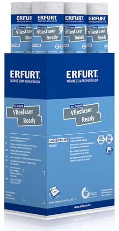 Erfurt Vliesfaser Ready 304 Vliestapete 10.05X0.53 weiße Fertigtapete 6 Rollen 1004373