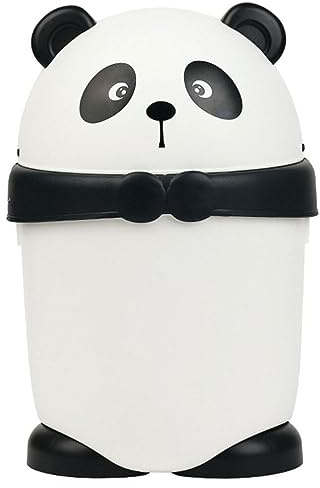 DOITOOL Panda Trash can with Lid Cartoon Trash can with Lid Cute Mini Bin for Home Office Kitchen Bedroom and Toilet Small Desktop Waste Container for Kids and Tidy Space