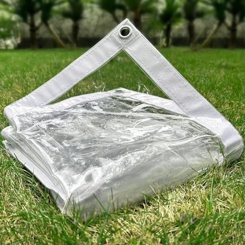 LTCANOPY Telo Impermeabile 2,13 x 2,74 m, 500 g/㎡ Telo Impermeabile PVC Trasparente, Resistente agli Strappi e ai Raggi UV, Telo Trasparente con Occhielli Può Essere Utilizzato in Giardino