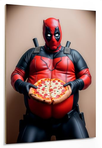 emmena - Träbild - Dad Superhero 5 - Pizza Time - 30x40 cm