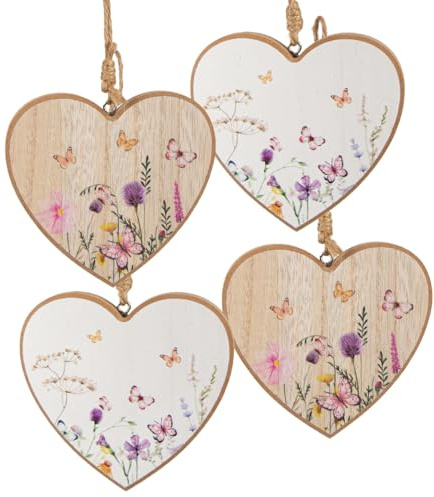 Logbuch-Verlag 4 Holzherzen 10 cm Herz Anhänger Ostern natur weiß bunt Geburtstag Sommer Deko Geschenkidee