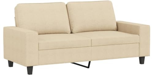 vidaXL Sofa 2-Sitzer, Loungesofa Couch mit Armlehnen Rückenkissen, Wohnzimmersofa Designsofa mit Metallgestell, Sitzmöbel Zweisitzer, Creme Stoff