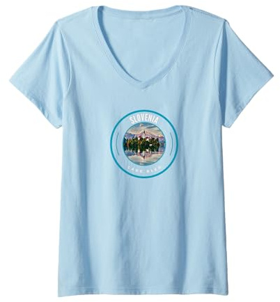 Femme Lake Bled Slovénie Alpes | Hauts, t-shirts et équipements slovènes T-Shirt avec Col en V