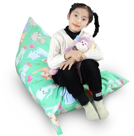 Kids Bean Bag Cover Only, Stuffed Animal Bean Bag Storage, Large Bean Bag Chair for Teens, 132cm * 79cm Beanbag Chair Cover Without Filling, Inflatable Soft Toy Storage, Cat