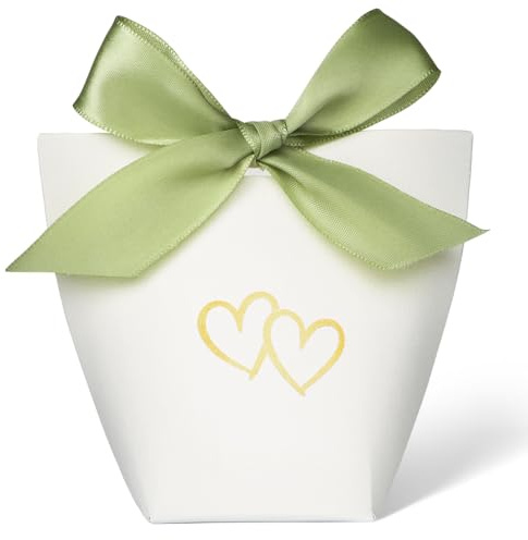 BETESSIN Gastgeschenke Hochzeit - 25 Stück Weiße Gastgeschenkboxen mit Herzen Mustern - Kleine Schachtel für Hochzeit Gastgeschenk und Geschenkverpackung uvm. - 6x6x10cm