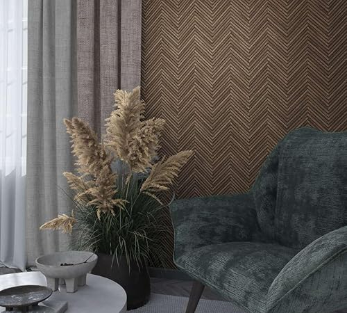 Vliestapete Fischgräten Muster Holz 3D-Optik Struktur Braun 33378