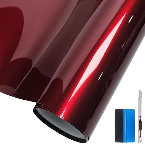 NewL Premium Hochglanz-Flüssigmetall-Rot Vinylfolie Aufkleber für Auto DIY Selbstklebender Decal Super-glänzende Blutrote Wrap-Folie (50cm x 150cm) | Flüssigmetall-Blutoptik, Montagewerkz. inkl., Luftablass-Technik, blasenfrei verlegb., für Auto Dach Flügel Säule Motorrad