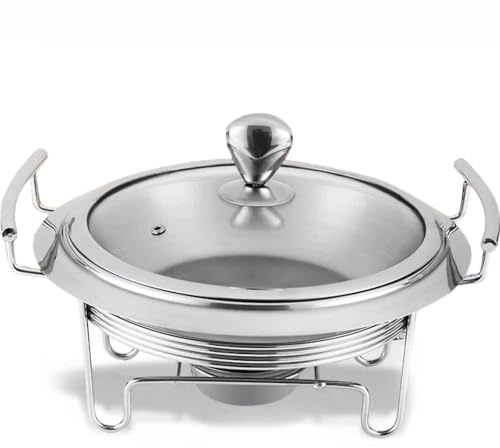 SUPBEI Chafing Dish per Set da Buffet, Scaldavivande per Catering, Chafing Dish Rotondi per Buffet, Vassoio scaldavivande, Acciaio Inossidabile con Coperchio in Vetro, per Feste,29x22cm