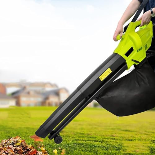 FfiMe Soffiatore e Aspirafoglie Moderno, Soffiatore da 3000W con Sacco di Raccolta da 40L, Cavo da 5m, Ruote e Cinghie per Rimuovere Foglie, Detriti e Rifiuti da Giardini, Terrazze