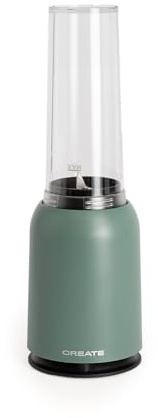 CREATE/MOI STUDIO/Batidora de vaso verde sage/Tritura y emulsiona, para smoothies y batidos, vaso 400 ml, individual, libre de BPA, portátil, cuchillas de acero inoxidable, 230W