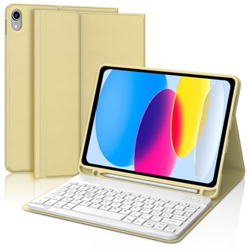 SENGBIRCH Funda con teclado para iPad 10 Generación 10.9 2022/iPad 11 Generación A16 11 2025, Italiano QWERTY Desmontable Inalámbrico Bluetooth Teclado, para iPad 10a/11ª Generación, Amarillo