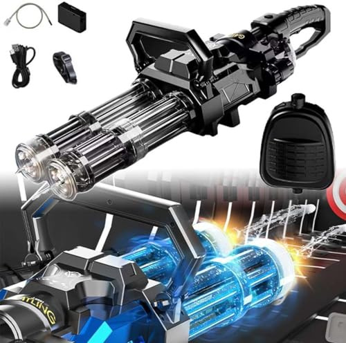 Soak Striker Water Gun, The Soak Striker Gatling Water Gun, Soakstriker, Double Barrel Gatling Wate, Wasserpistole Sehr Stark Wassermaschinenpistole, Wasser Spielzeug Pistolen für Kinder (Schwarz)