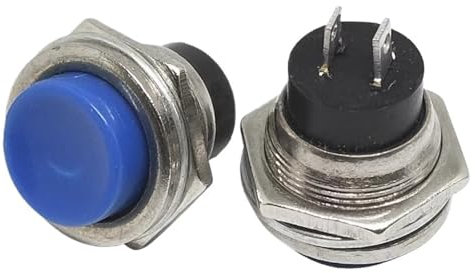 5/20 PZ 16 MM Interruttore di Alimentazione Interruttore Rotondo DS-212 Piccolo Pulsante Momentaneo Auto-Reset Avviamento Interruttore a Pulsante Composto(Blue,5pcs)