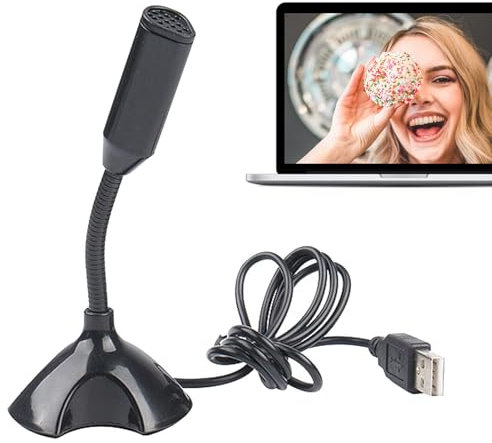 Microphone USB - Microphone à condensateur Plug & Play, compatible avec réduction du bruit | Microphone idéal pour les jeux, l'enregistrement, la diffusion et le KTV, microphone de table pour PC