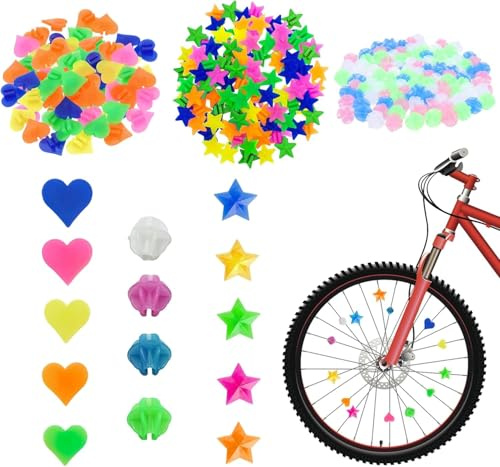 BbiuRer 210 Stück Fahrrad Zubehör Kinder, Bunten Fahrradspeichen Kinderfahrrad Reflektierende Speichenklicker, Fahrradspeichen Dekorationen für Mädchen und Jungen Speiche Perlen