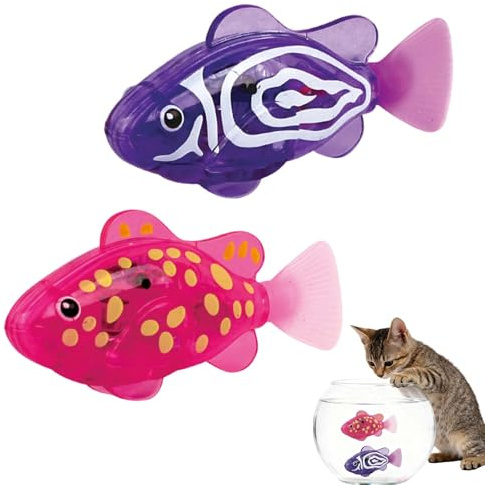 2 Stück Elektronische Haustier Fisch Katze Schwimmroboter Meerjungfrau Spielzeug Elektrisches Fisch Spielzeug Katze Interaktives Haustier Spielzeug Schwimmen Baby Badespielzeug