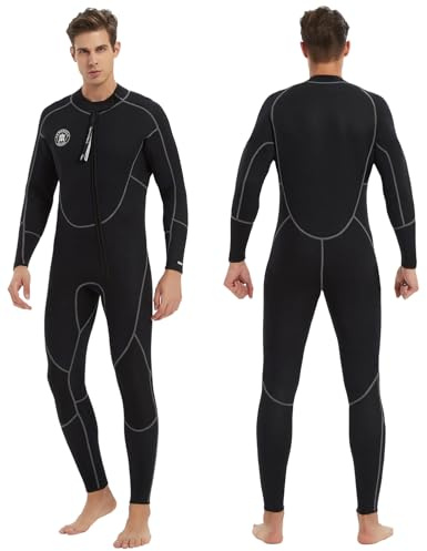 Lemorecn Muta da uomo da 3 mm, con cerniera frontale, costume da bagno termico in neoprene, per immersioni, surf, snorkeling e sport acquatici (UK3040-XXL)
