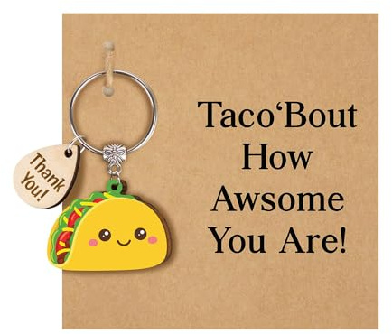XFSRG Llavero de Taco Llaveros Originales Lindo Llavero Bolso Colgante Colgante Motivación Despedida Compañero de Trabajo Regalo (B)