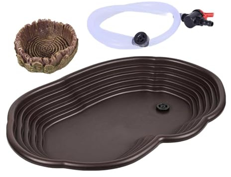 Guangcailun Groddjurs livsmiljö Reptilvattenskål Bästa vattenskålar för sköldpaddor Erbjuder vila - och lekmöjligheter Reptilmatningsskål Sköldpaddor Dish Ramp, med dränering, 39x26.5x5 cm
