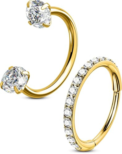 OUFER Body Piercing 2 st 316L rostfritt stål näsa ringar hål 20 G trådig hästsko näsa Nostril piercingar smycken gångjärnsset gångjärn segment helix septum ögonbryn krok, tusensköna örhängen 7/8 mm