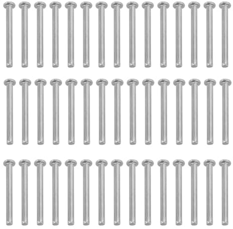 Mikikit Kit de 200 Remaches Sólidos de Acero Inoxidable, Cabeza Semiesférica, Tamaño 2x20 Mm, Remaches Metálicos Resistentes para Manualidades de Bricolaje y Proyectos de Madera y Cuero