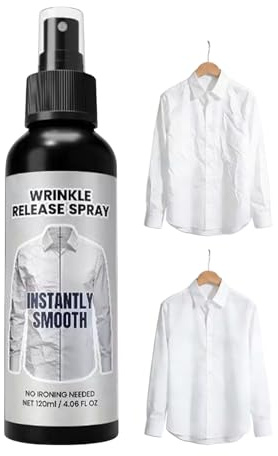 Spray per Capi di Abbigliamento Anti-Piega | 120ml Agente Levigante Senza Stiro | Spray Elimina Rughe Da Abiti | Adatto A T-Shirt Gonne Abiti Vestiti E Capi A Casa Appartamento Viaggio E Vacanza