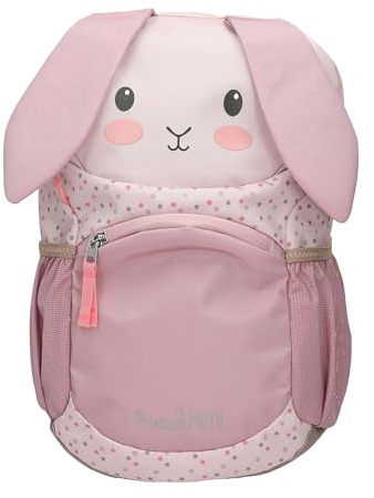 Depesche 13991 Princess Mimi - Ergonomischer Rucksack in Rosa, mit Hasen-Gesicht, applizierten Schlappohren und Pünktchen-Muster, Tasche mit verstellbaren Trägern