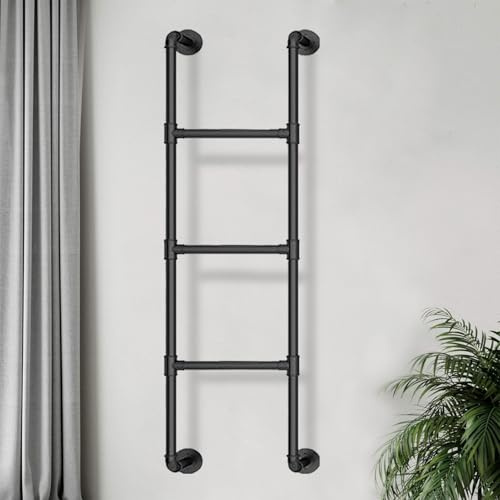 Scala di emergenza per finestra, in metallo, per letti a soppalco, scala industriale nera in tubo di ferro a castello, scaletta da parete per interni ed esterni (1,6 m/160 cm)