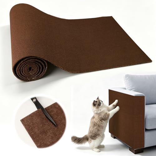 NETFLO Klösmatta, självhäftande, 300 x 40 cm, klösskydd, soffa, katt, kan klippas till, gör-det-själv klösmatta katt för skåp, sängar, klösträd, soffa, repskydd, katt (brun)