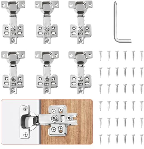 ZEKUN 6 Stück Scharniere für Schranktüren, 90-110° Topfscharnier 35mm, Abnehmbar Scharniere mit 36 Schrauben und Schraubendreher für Küchenschrank Kleiderschrank