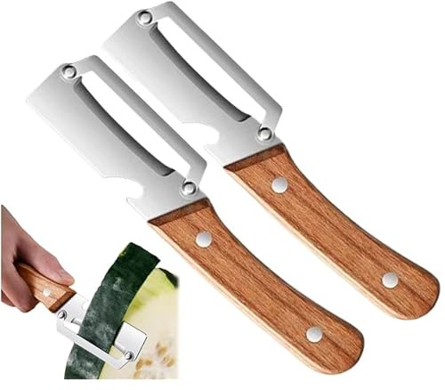 Wjelet 2 pelaverdure multifunzione con manico in legno, pelapatate 2 in 1, con apribottiglie in acciaio inox, per frutta e verdura