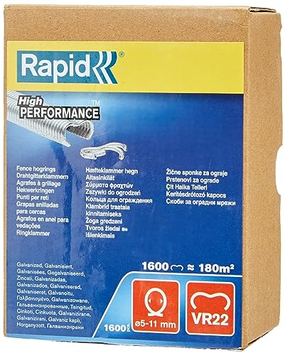 Rapid VR22 - Agrafes à Grillage en Acier Galvanisé, Compatible avec les Grillages 5-11 mm, Idéal pour Sécuriser Cages & Clôtures, 1100 Pièces, Emballage sous Blister (40108806)