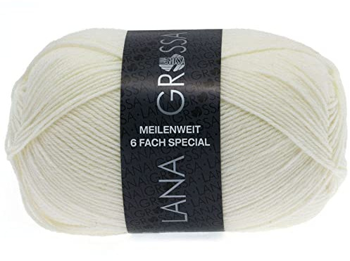 LANA GROSSA Meilenweit 6-fach 150 | 6-fädiger Sockenklassiker, waschmaschinenfest | Handstrickgarn 80% Schurwolle & 20% Polyamid | 150g Wolle zum Stricken & Häkeln | 390m Garn FB8840