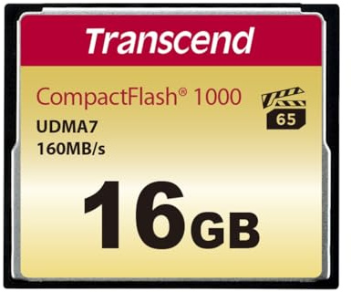 Transcend 16GB CompactFlash CF Memory Card, Up to 160MB/s, MLC, VPG-65 | Ultra DMA transfer mode 7 (UDMA 7), ECC Support for digital SLR