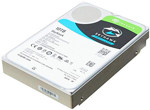 Seagate SkyHawk interne Festplatte 10TB HDD, für Videoaufnahme mit bis zu 64 Kameras, 3.5 Zoll, 256 MB Cache, SATA 6GB/s, silber, bulk, inkl. 3 Jahre Rescue Service, Modellnr.: ST10000VX0004